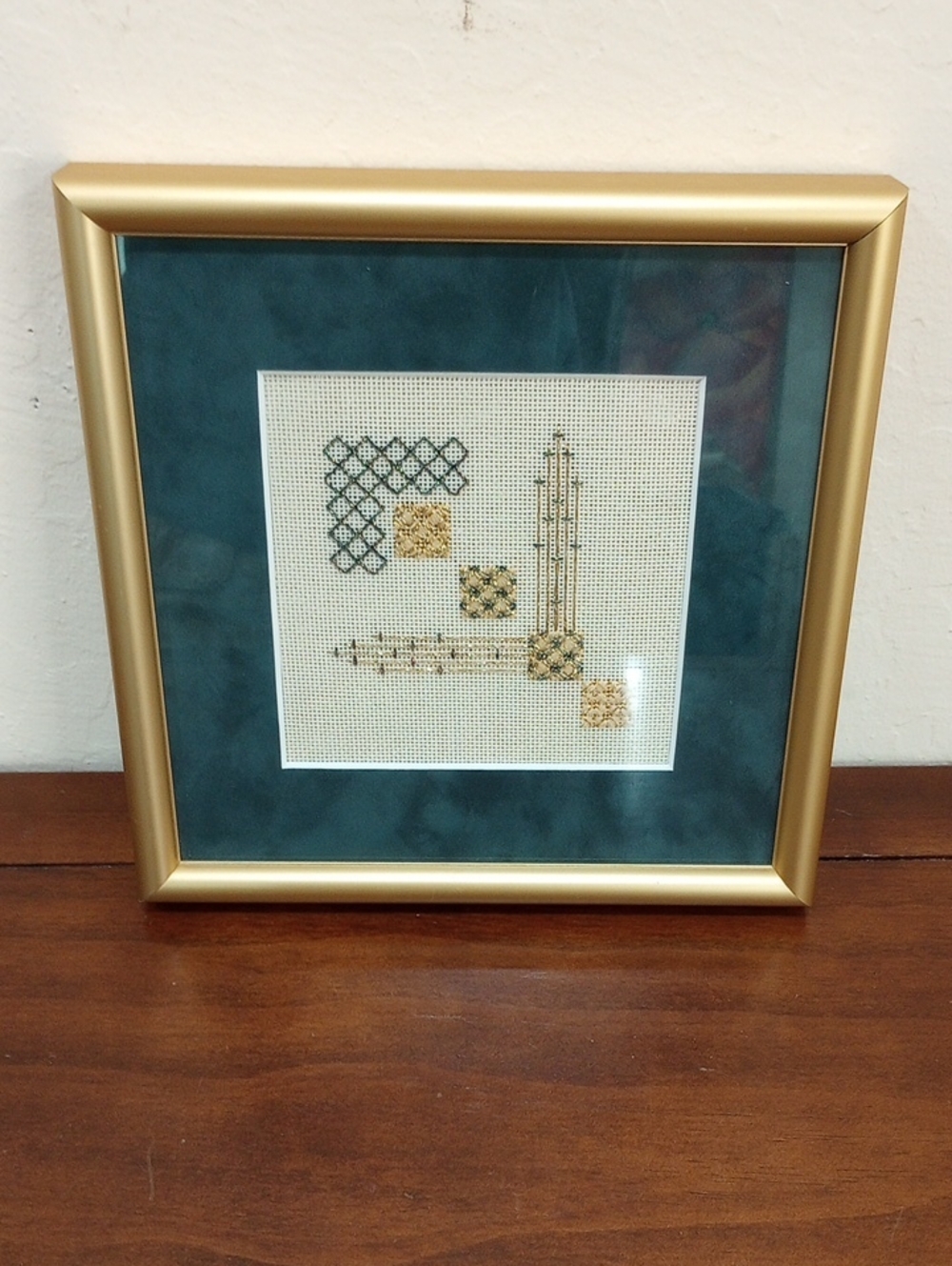 Metallic Fiber Needlepoint Framed Picture